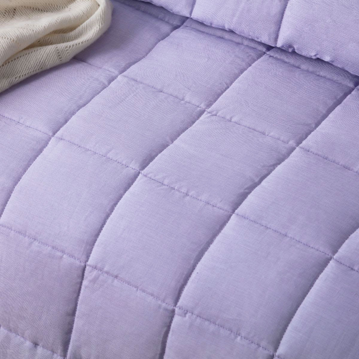 Vintage Design French Linen Coverlet Set in Lilac - Queen