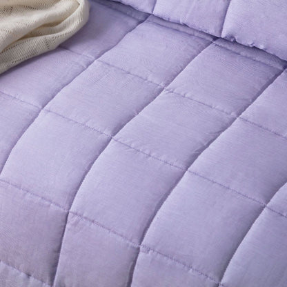Vintage Design French Linen Coverlet Set in Lilac - Queen