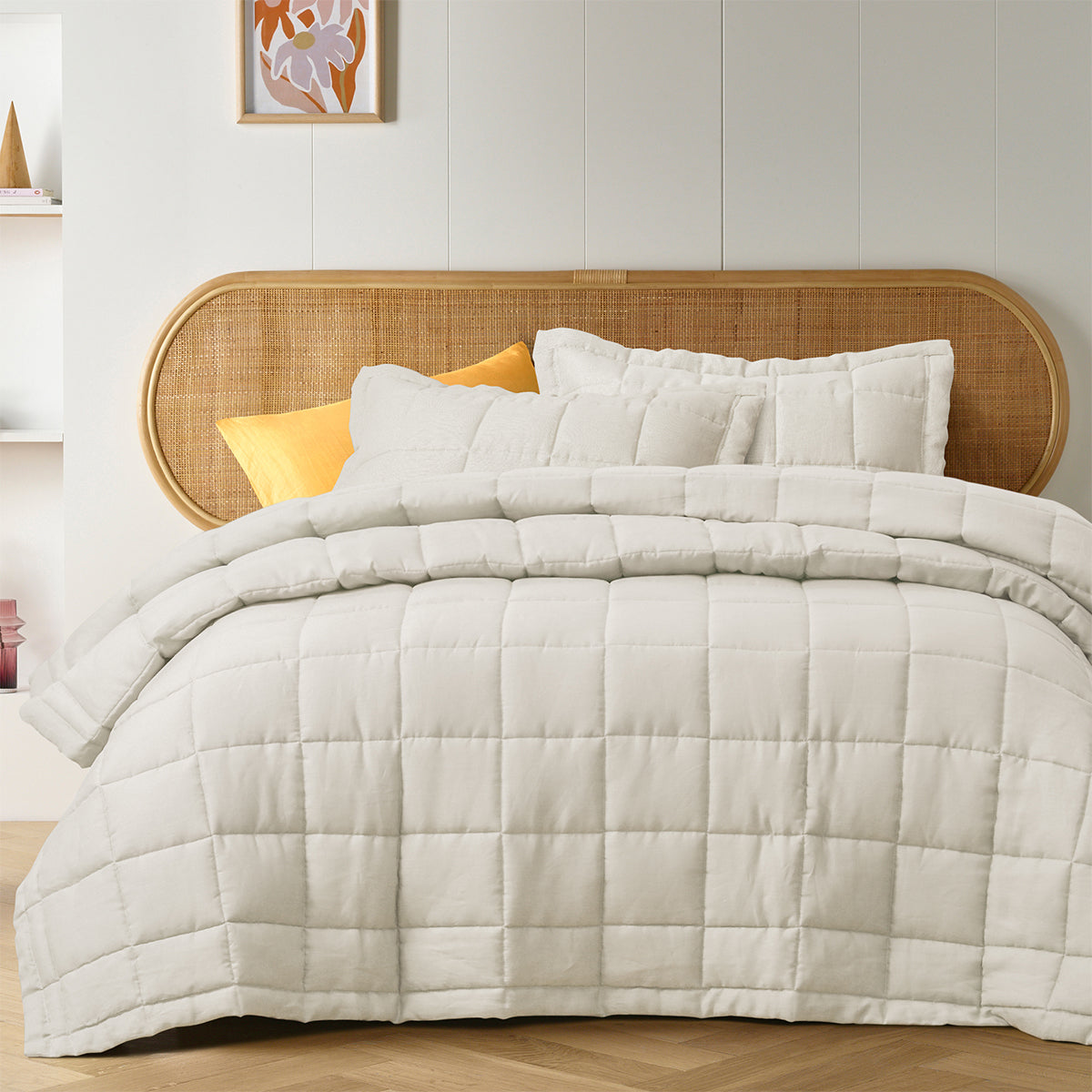 Vintage Design Homewares Natural French Linen Coverlet Set - King