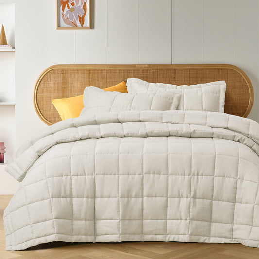 Vintage Design Homewares Natural French Linen Coverlet Set - King