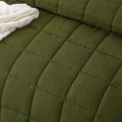 Vintage Design Homewares Olive French Linen Coverlet Set - King