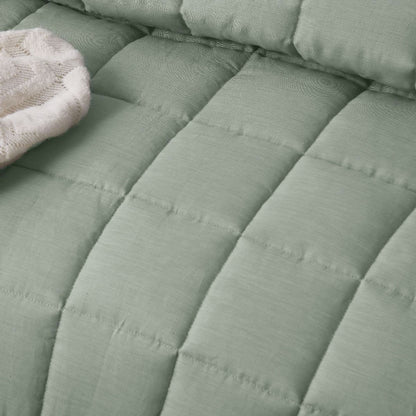 Vintage Design Homewares Sage French Linen Coverlet Set - Queen