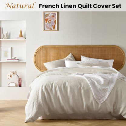 Vintage Design Homewares Natural French Linen Quilt Cover Set - King