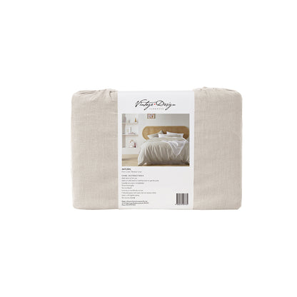 Vintage Design Homewares Natural French Linen Quilt Cover Set - King