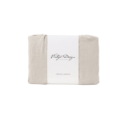 Vintage Design Homewares Natural French Linen Quilt Cover Set - King