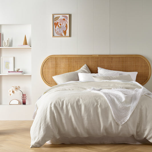 Vintage Design Homewares Natural French Linen Quilt Cover Set - Queen