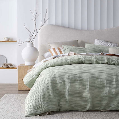 Vintage Design Homewares Malvern Sage Cotton Quilt Cover Set - King