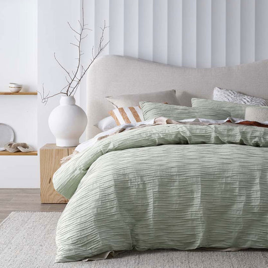 Vintage Design Homewares Malvern Sage Cotton Quilt Cover Set - King