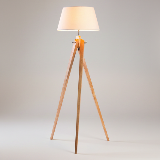 Large Tripod Lamp Linen Shade Retro Twist
