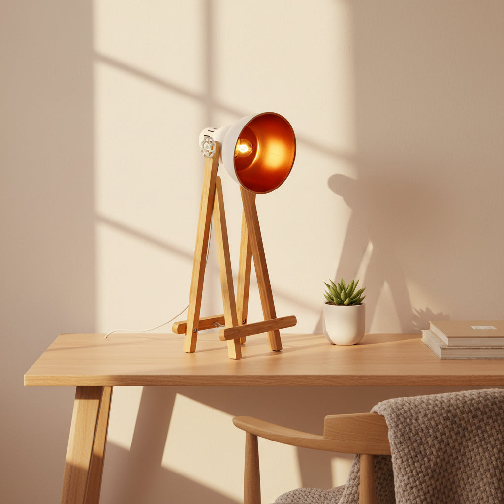 Bamboo Easel Scandi Designer Desk Lamp