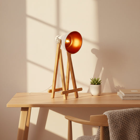 Bamboo Easel Scandi Designer Desk Lamp