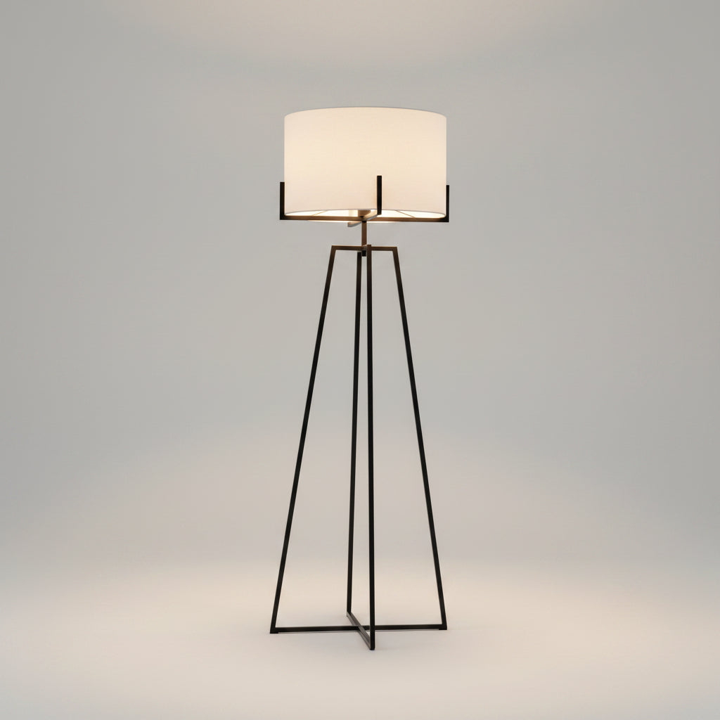 Modern Dimmable Floor Lamp w/ Linen Shade - Matte Black