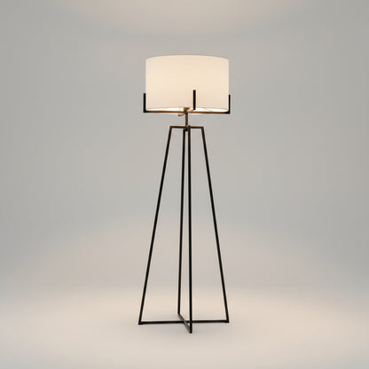 Modern Dimmable Floor Lamp w/ Linen Shade - Matte Black