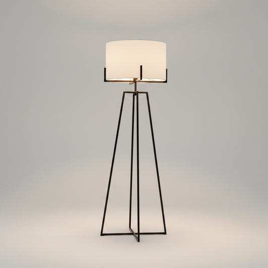 Modern Dimmable Floor Lamp w/ Linen Shade - Matte Black
