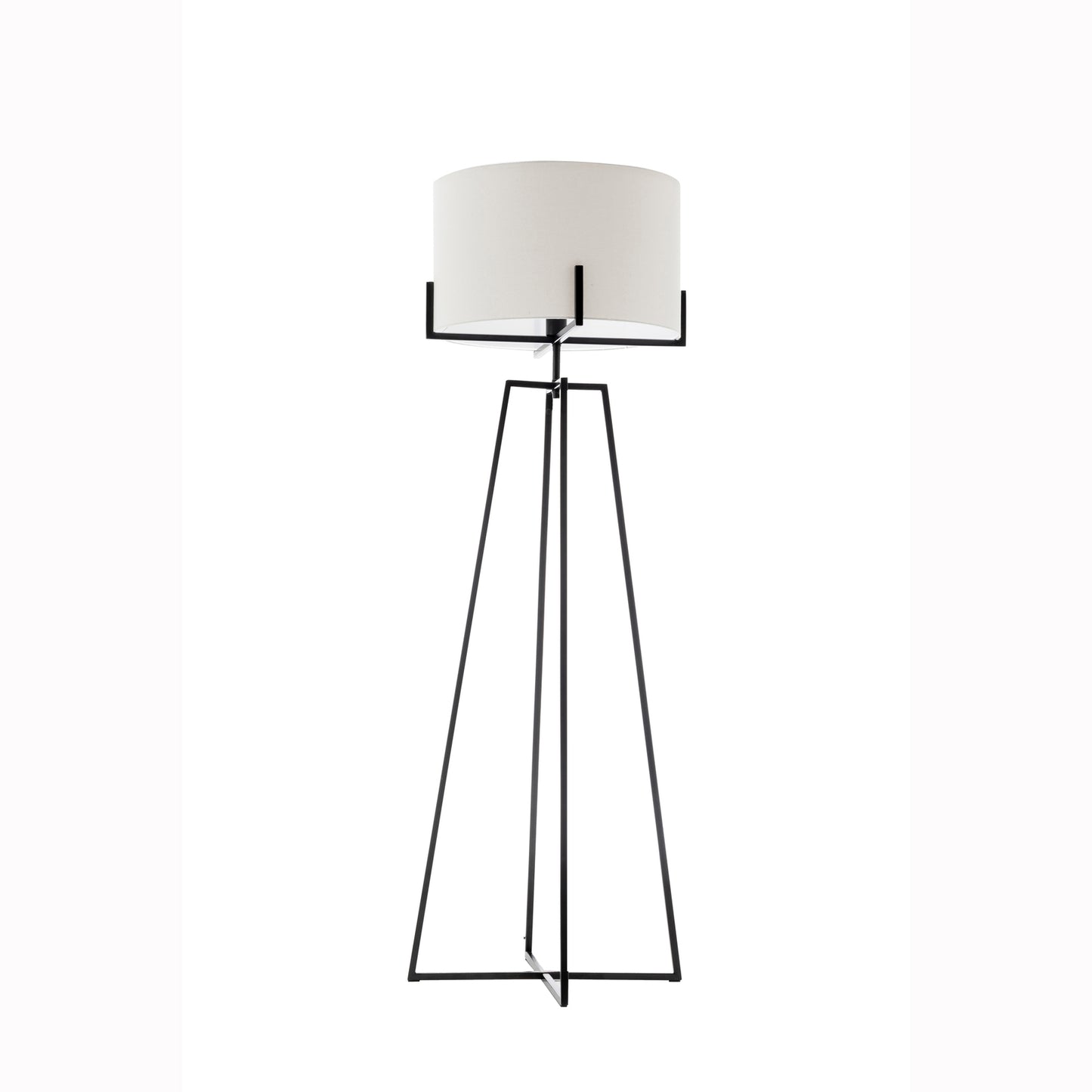 Modern Dimmable Floor Lamp w/ Linen Shade - Matte Black