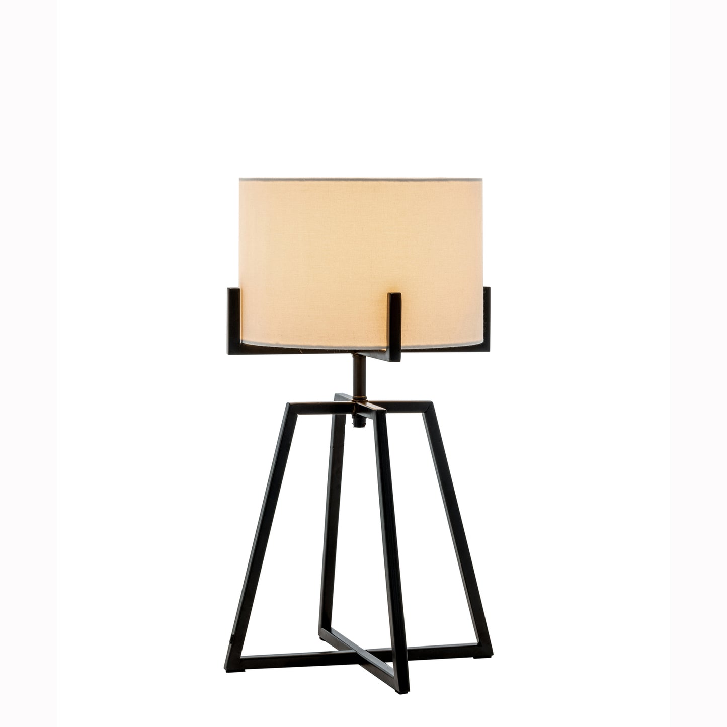 Modern Scandi Metal Dimmable Table Lamp w/ Linen Shade- Matte Black