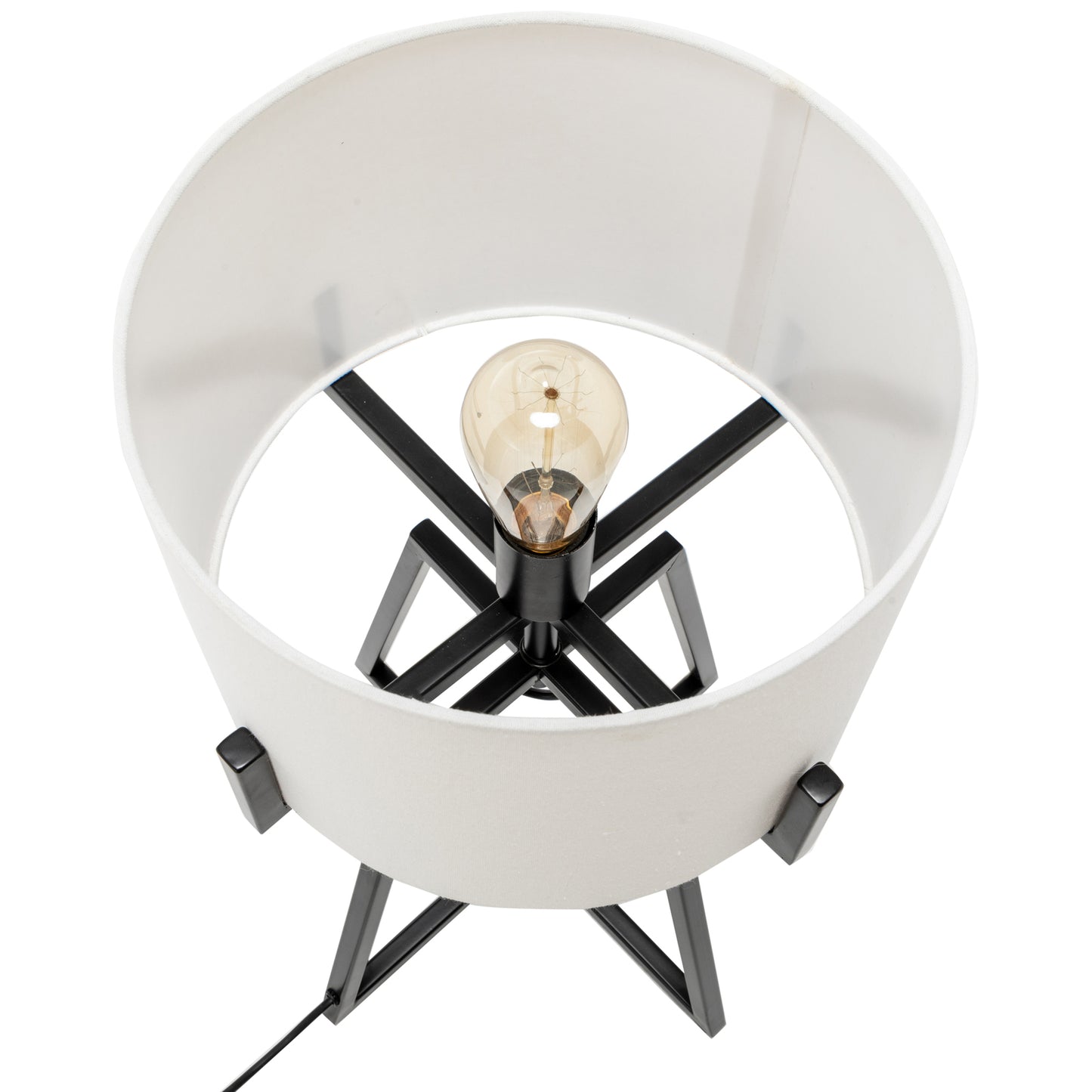 Modern Scandi Metal Dimmable Table Lamp w/ Linen Shade- Matte Black
