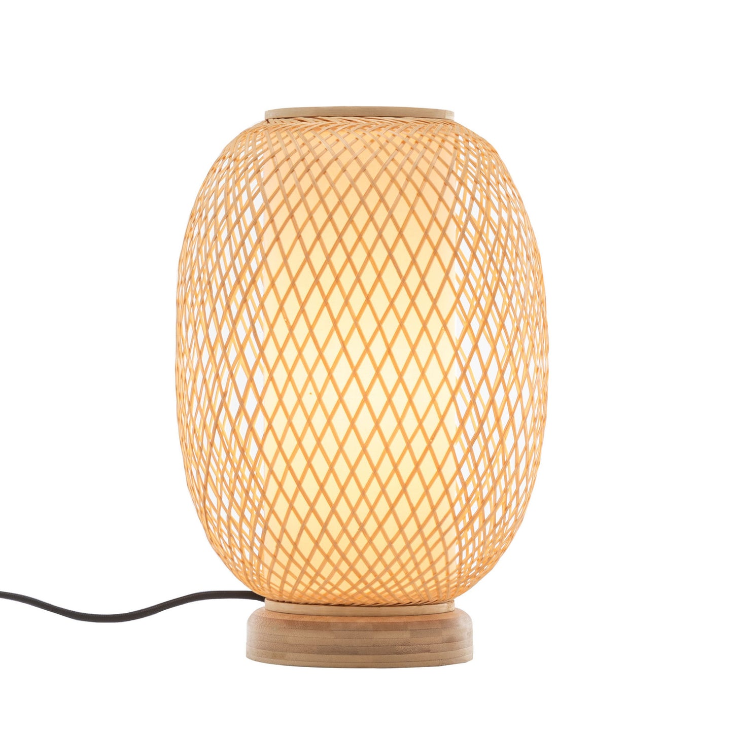 Natural Woven Bamboo Oval Table Lamp