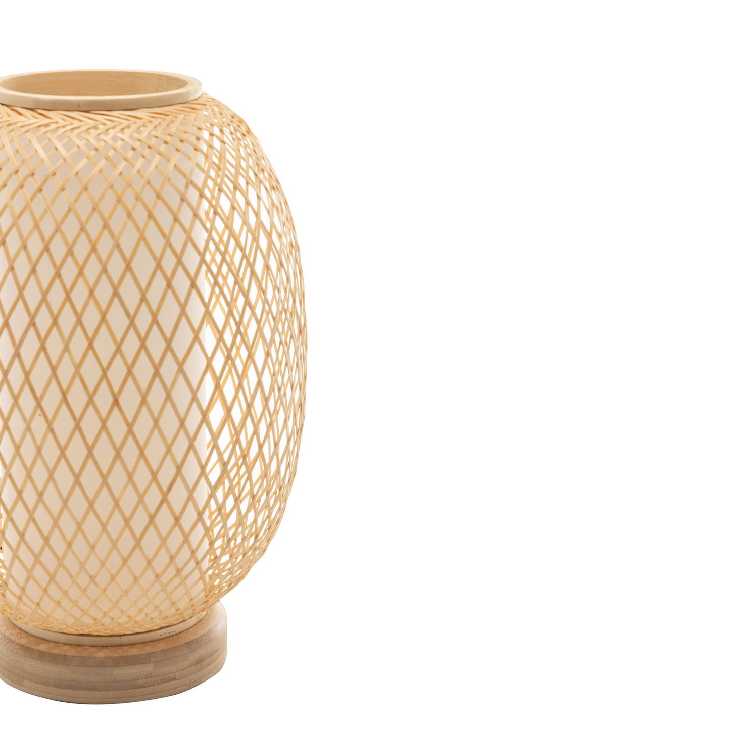 Natural Woven Bamboo Oval Table Lamp