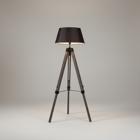 Retro Wooden Tripod Floor Lamp