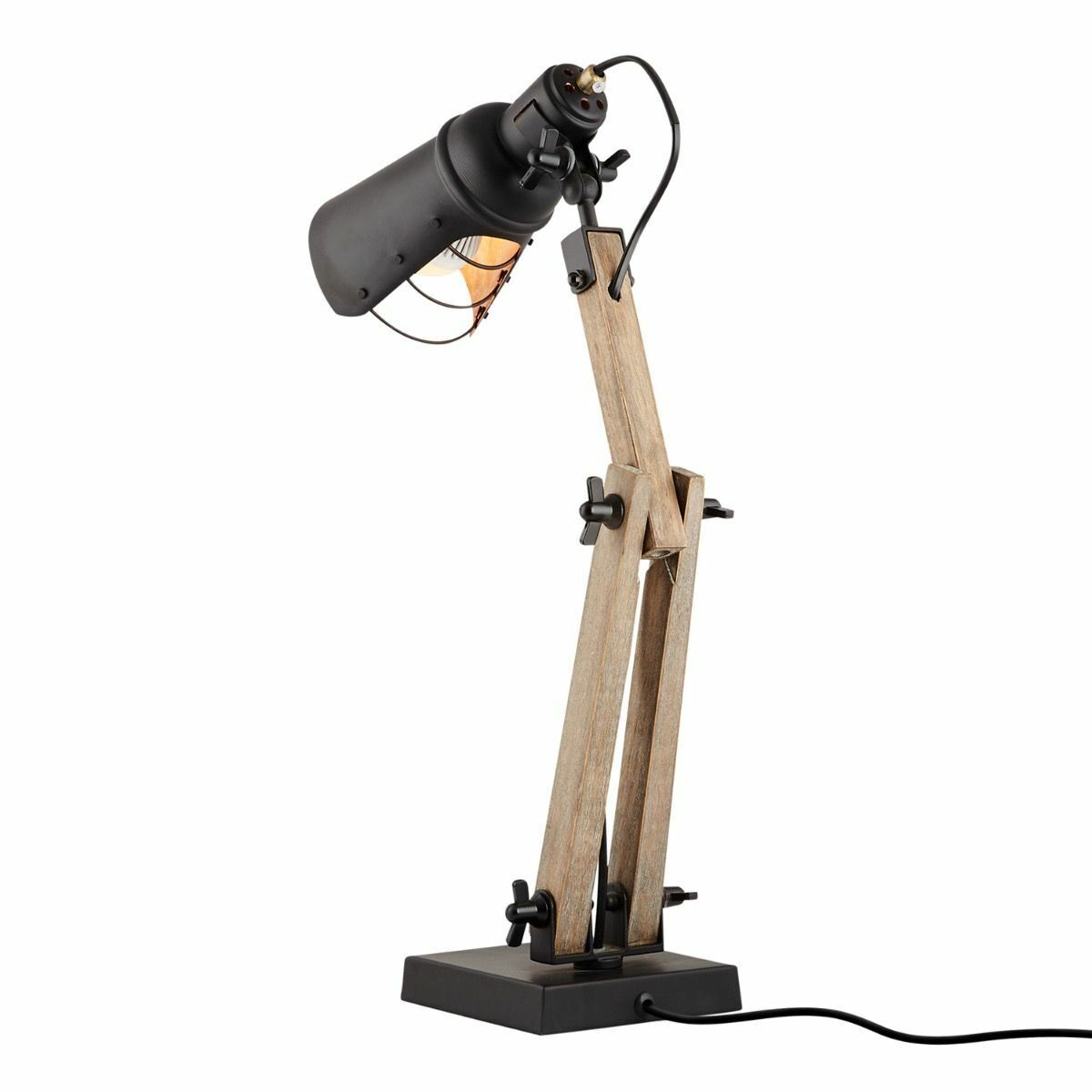 Scandi Modern Wooden Table Lamp - Rustic Retro