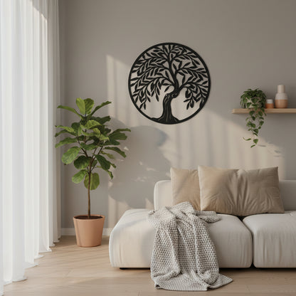 Round Tiger Tree Metal Wall Art