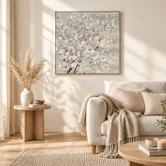 Blossom Canvas Wall Art – Wood Frame 80 × 80cm