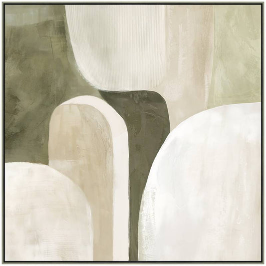 Green Abstract Artwork Framed Wall Art 80x80cm