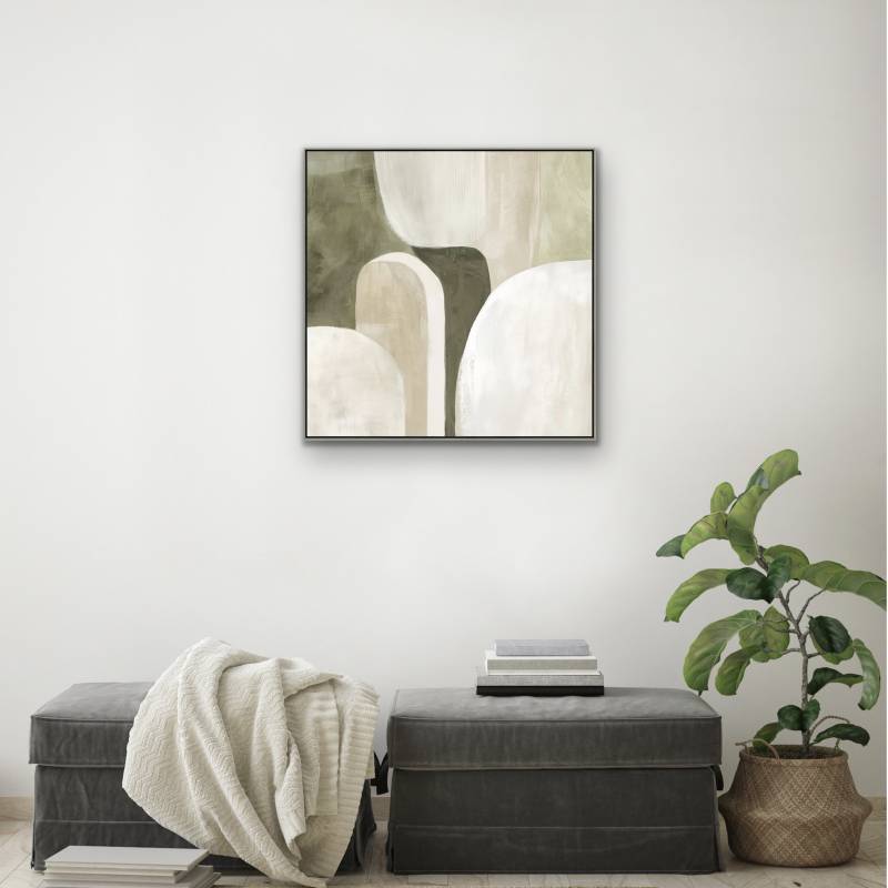 Green Abstract Artwork Framed Wall Art 80x80cm