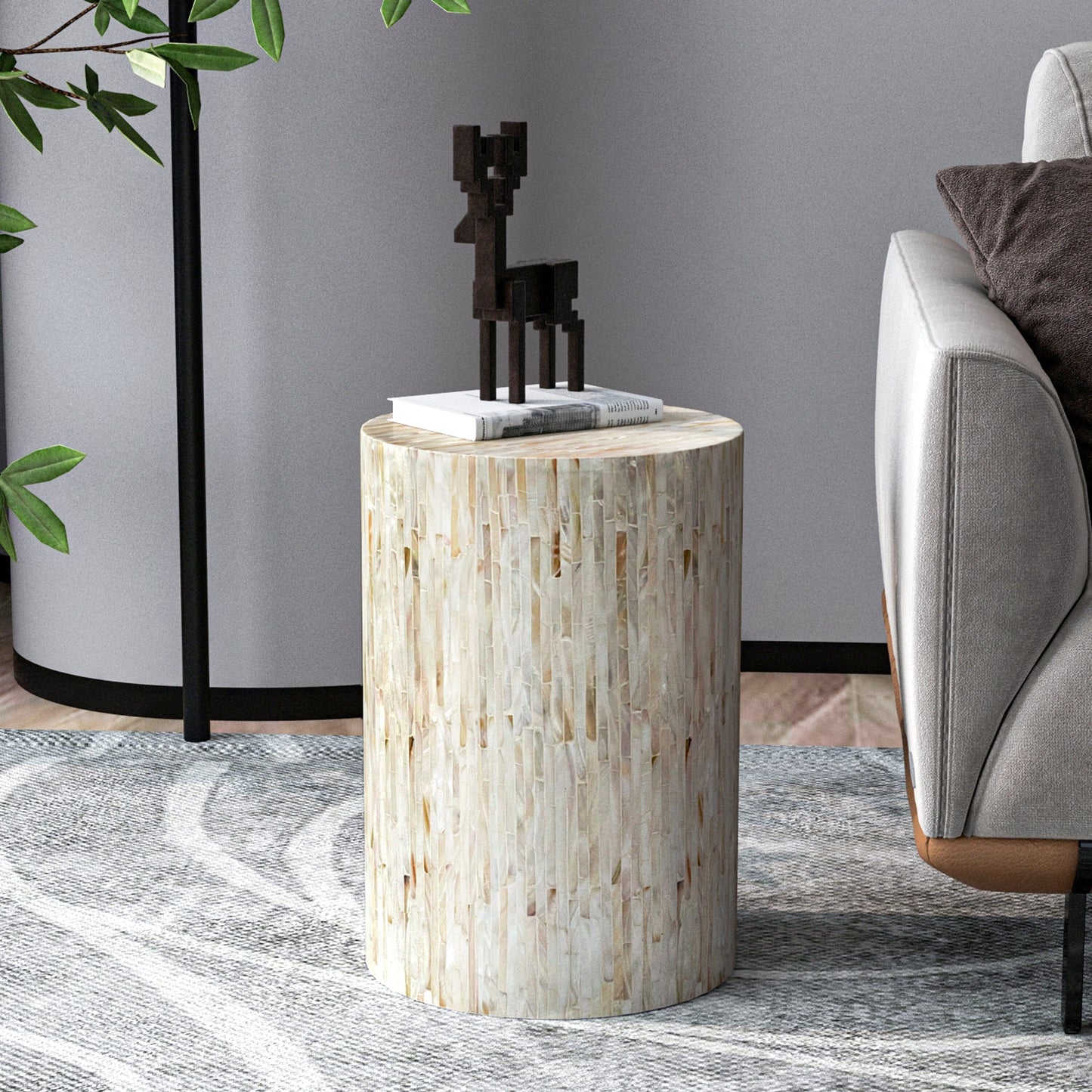 Alpine Mother of Pearl - Hand Made Stool/Side Table