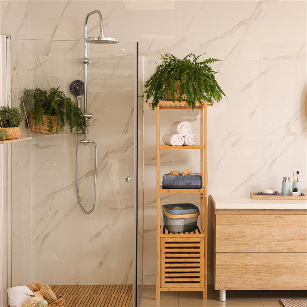 Floor Cabinet Bamboo Storage Cupboard