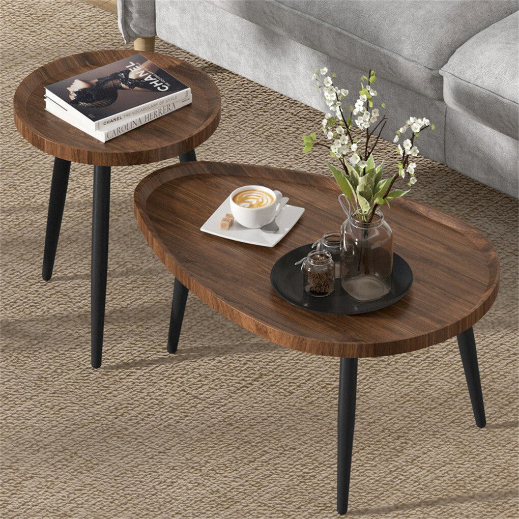 Industrial Nesting Side Tables – Walnut & Black (Set of 2)