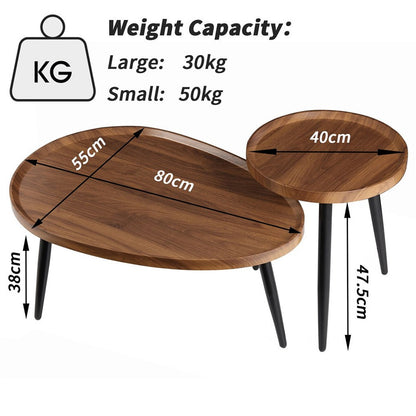 Industrial Nesting Side Tables – Walnut & Black (Set of 2)