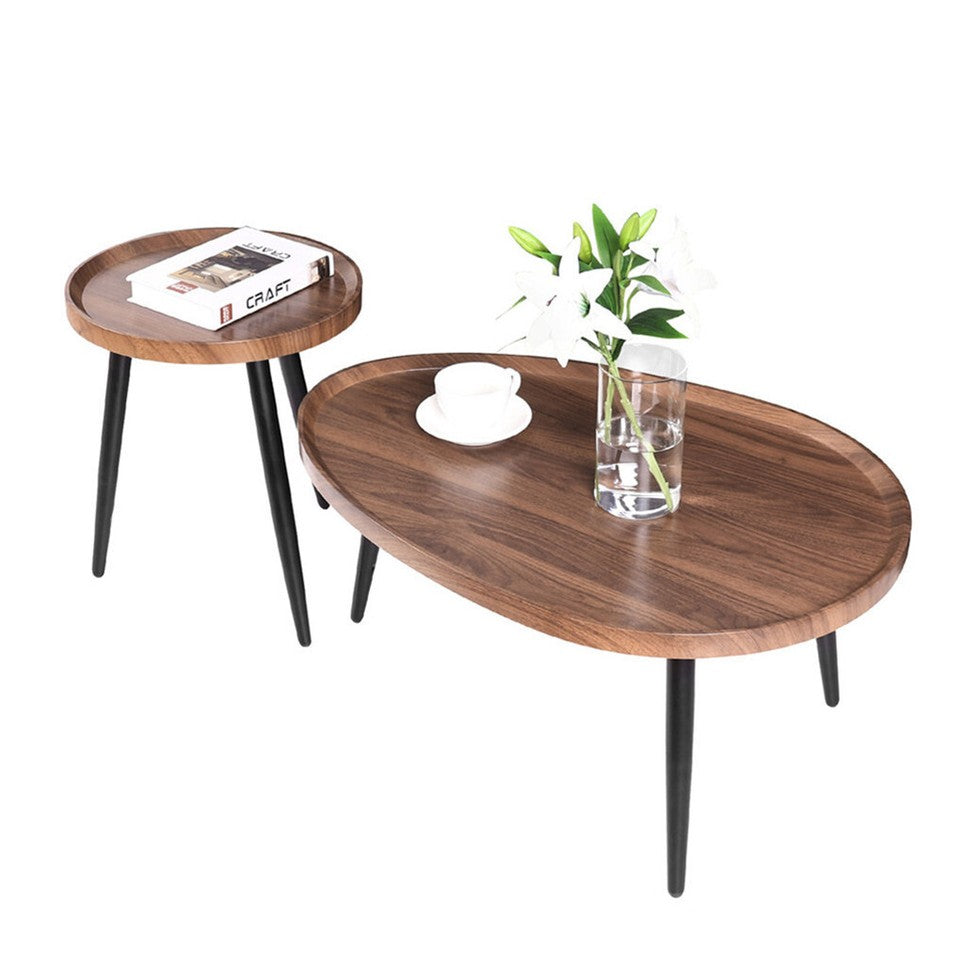 Industrial Nesting Side Tables – Walnut & Black (Set of 2)