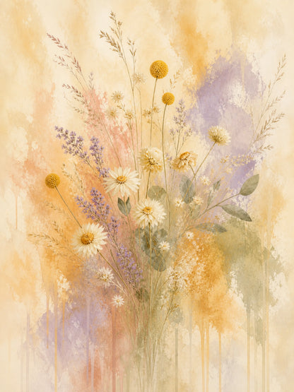 Wildflower Veil Floating Frame Canvas Wall Art - Portrait - 60W x 120H cm - Black