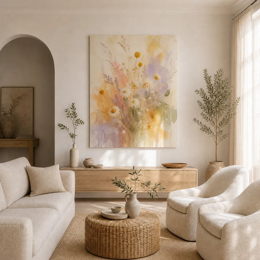 Wildflower Veil Stretched Canvas Wall Art – Portrait 60 × 120cm