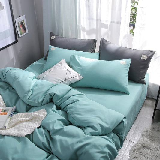 Mint Blue 4-Piece Cotton Bedding Set