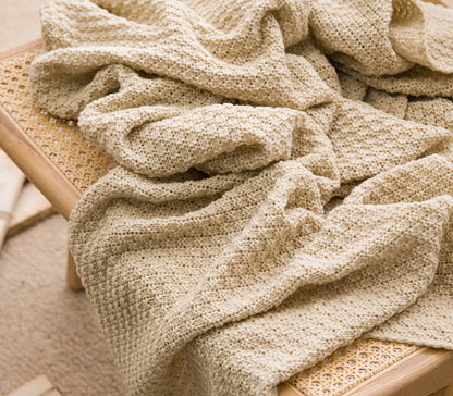Soft Tassel Throw Blanket for Sofa or Bed - Beige