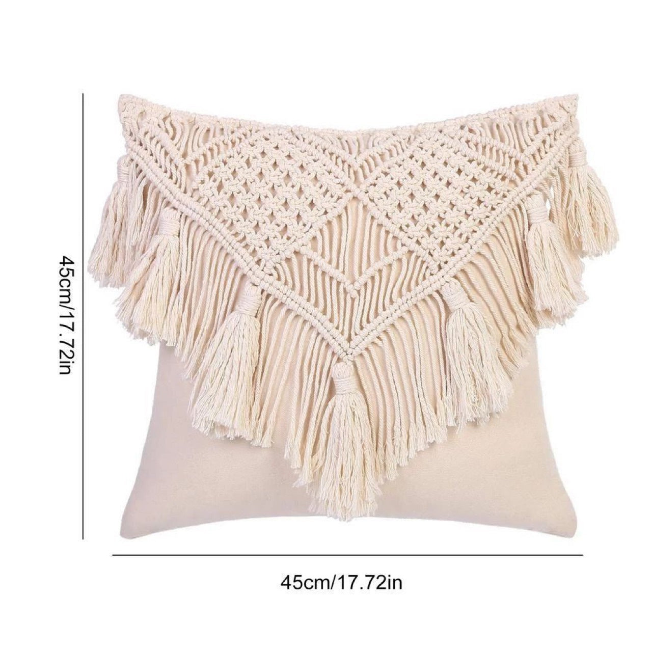 Black Boho Chic Macrame Cushion Cover with Tassels