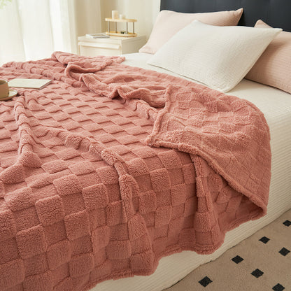 Ultra-Soft Waffle Textured Plush Fleece Blanket - Pink