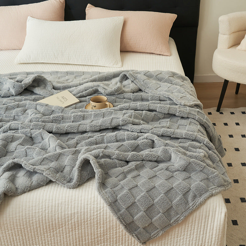 Ultra-Soft Waffle Textured Plush Fleece Blanket - Grey