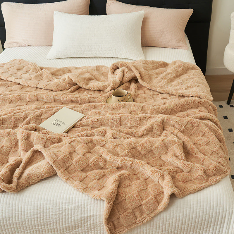 Ultra-Soft Waffle Textured Plush Fleece Blanket - Khaki