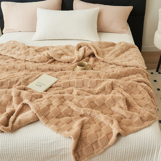 Ultra-Soft Waffle Textured Plush Fleece Blanket - Khaki