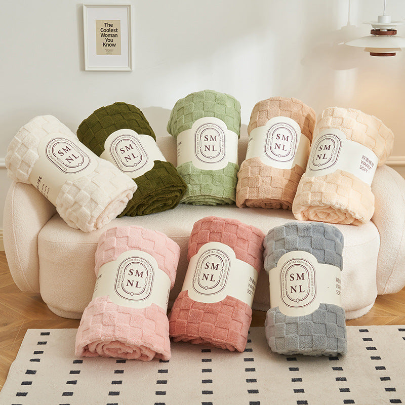 Ultra-Soft Waffle Textured Plush Fleece Blanket - Khaki