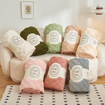 Ultra-Soft Waffle Textured Plush Fleece Blanket - Khaki