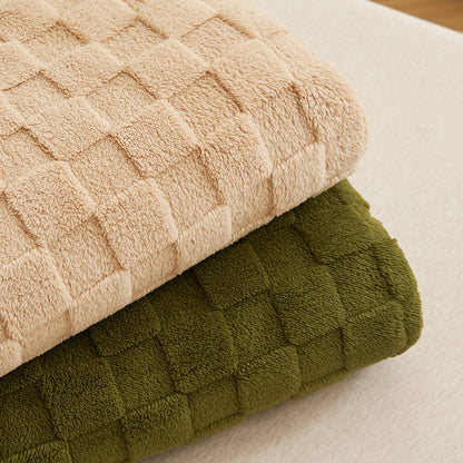 Ultra-Soft Waffle Textured Plush Fleece Blanket - Khaki