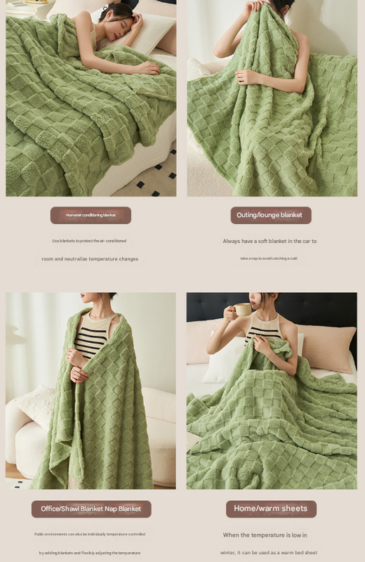 Ultra-Soft Waffle Textured Plush Fleece Blanket - Khaki