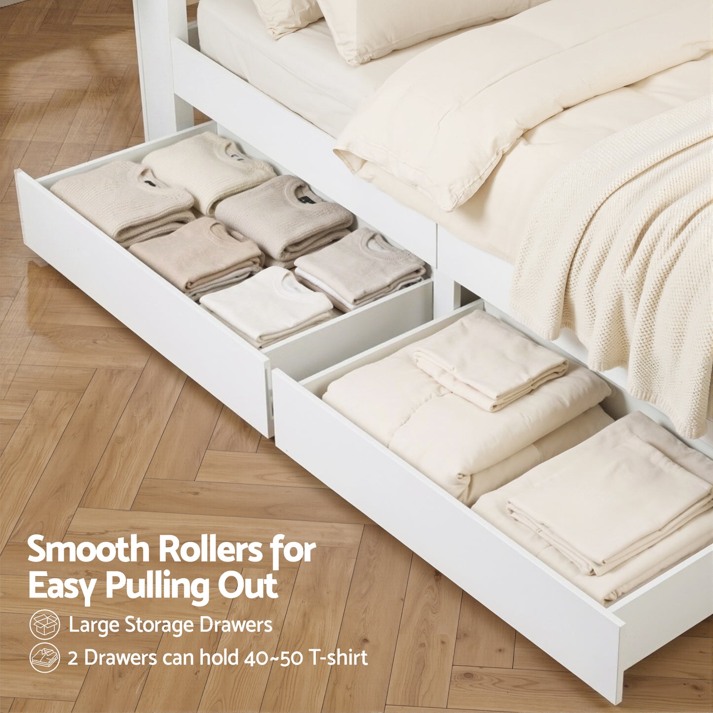 Double Bed Frame with Storage Drawers