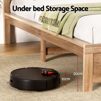 Wooden Acacia Bed Frame Queen Size- Oatmeal