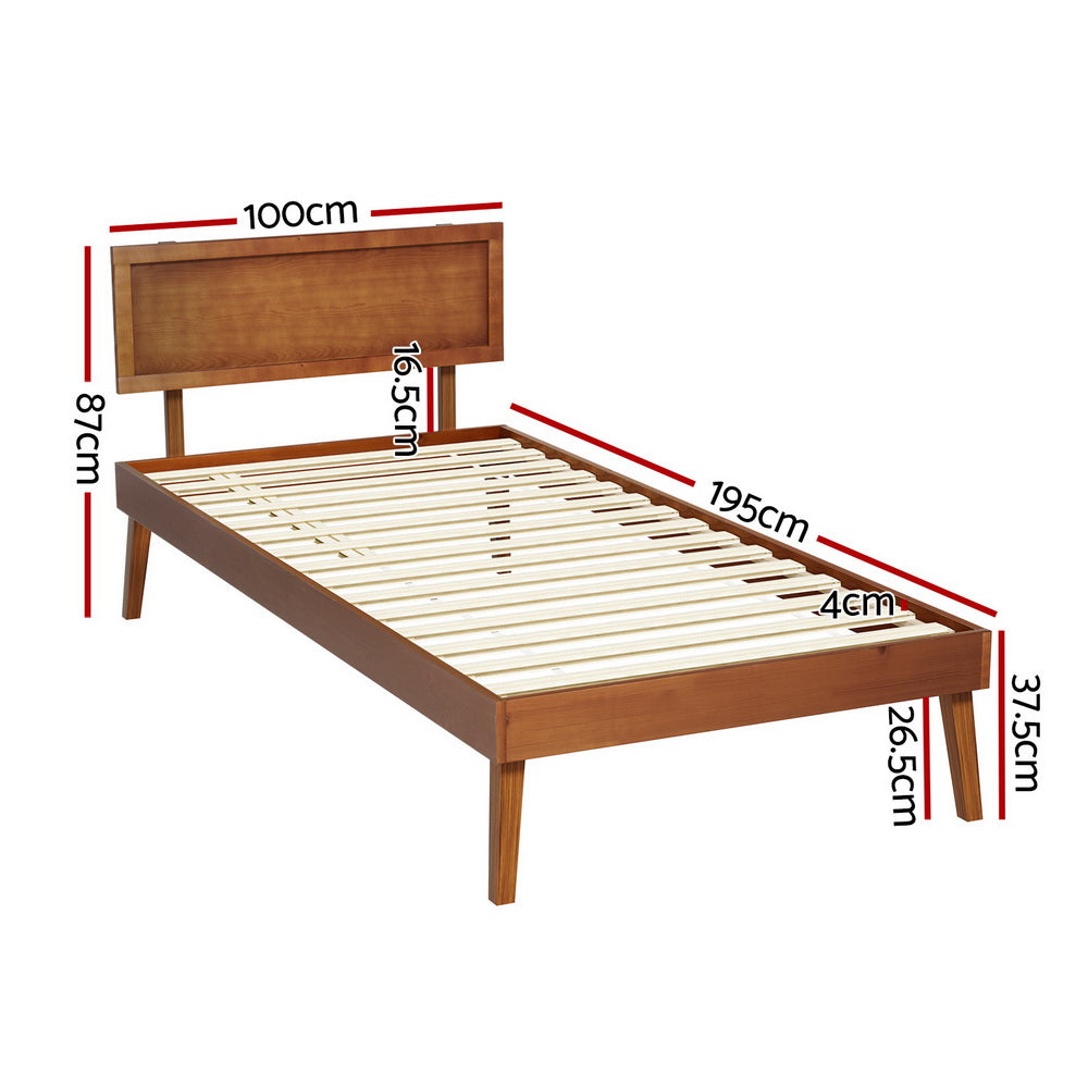 Splay Bed Frame Single Size - Walnut